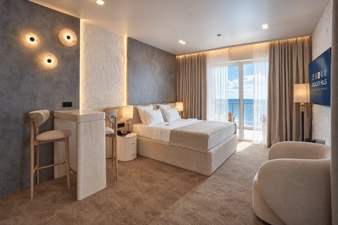 Апартаменты (Студия  с террасой, вид на море), Отель Golden hills Апарт&СПА отель 5
