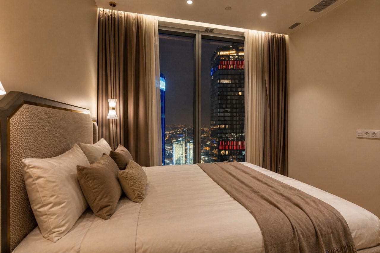Трёхместный и более (Sky City Moscow 75 этаж! Шикарный вид на МГУ, Парк Победы, Лужники, башни и город! Дизайнерский!), Апартаменты Sky City Moscow