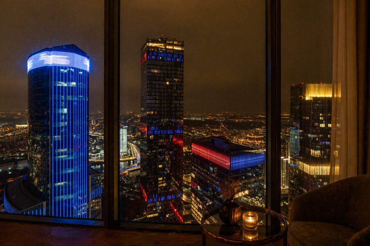Трёхместный и более (Sky City Moscow 75 этаж! Шикарный вид на МГУ, Парк Победы, Лужники, башни и город! Дизайнерский!), Апартаменты Sky City Moscow