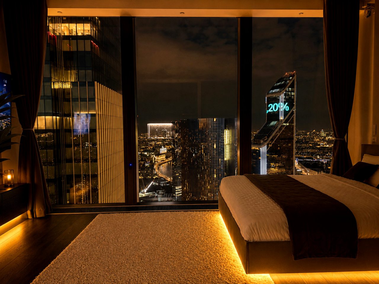 Апартаменты (Апартаменты Sky City Moscow 63 этаж! Редкий вид на Москву! Большое окно! Закатная сторона! С Алисой и подсветкой!), Апартаменты Sky City Moscow