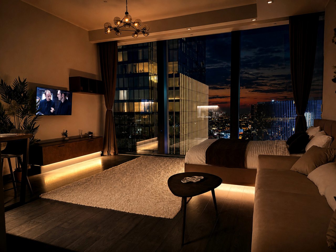 Апартаменты (Апартаменты Sky City Moscow 63 этаж! Редкий вид на Москву! Большое окно! Закатная сторона! С Алисой и подсветкой!), Апартаменты Sky City Moscow