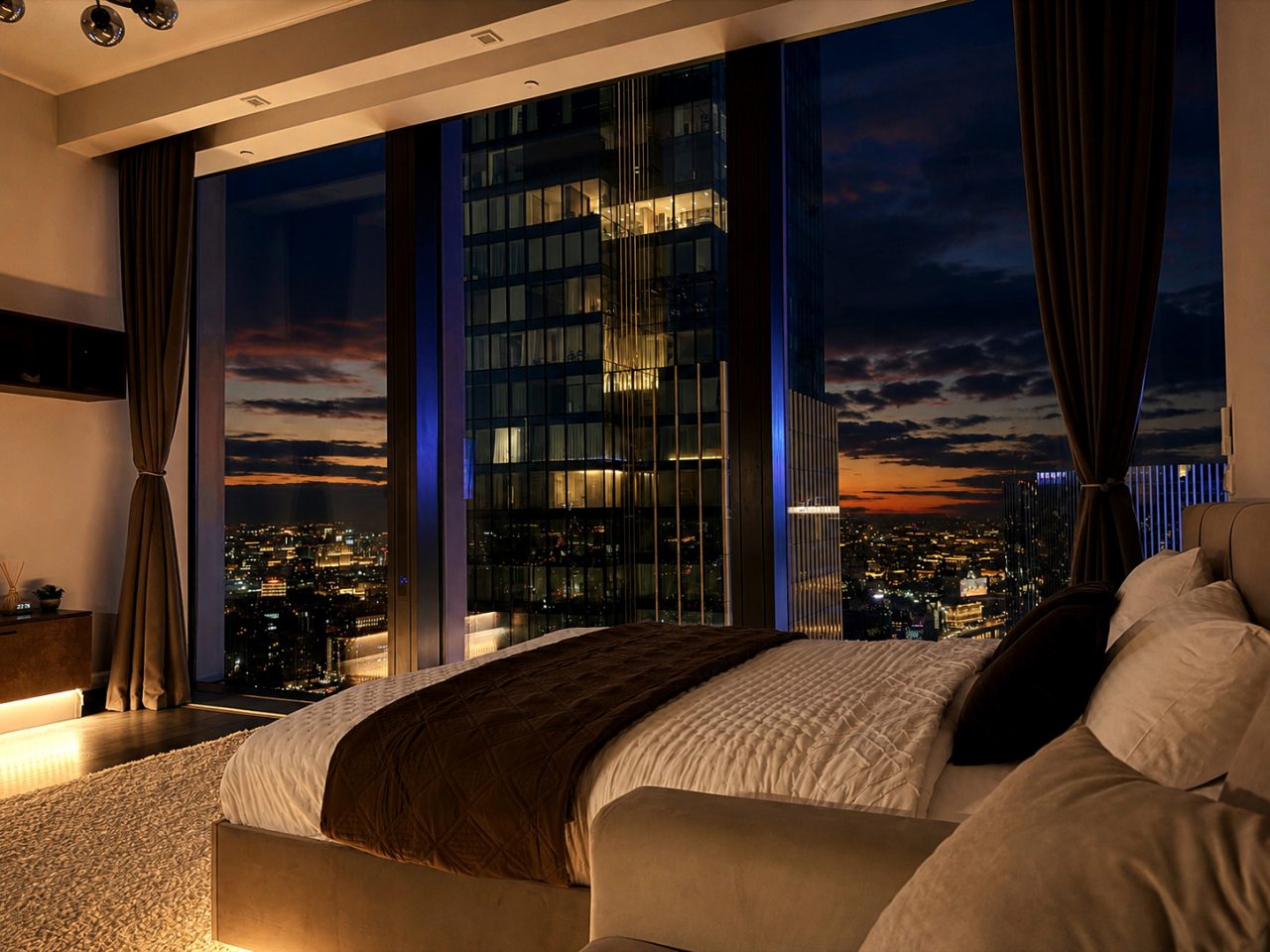Апартаменты (Апартаменты Sky City Moscow 63 этаж! Редкий вид на Москву! Большое окно! Закатная сторона! С Алисой и подсветкой!), Апартаменты Sky City Moscow