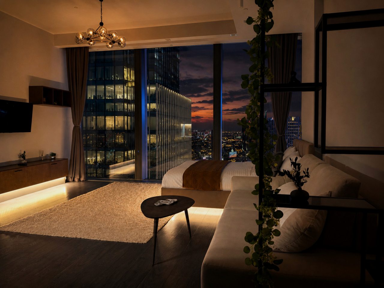Апартаменты (Апартаменты Sky City Moscow 63 этаж! Редкий вид на Москву! Большое окно! Закатная сторона! С Алисой и подсветкой!), Апартаменты Sky City Moscow
