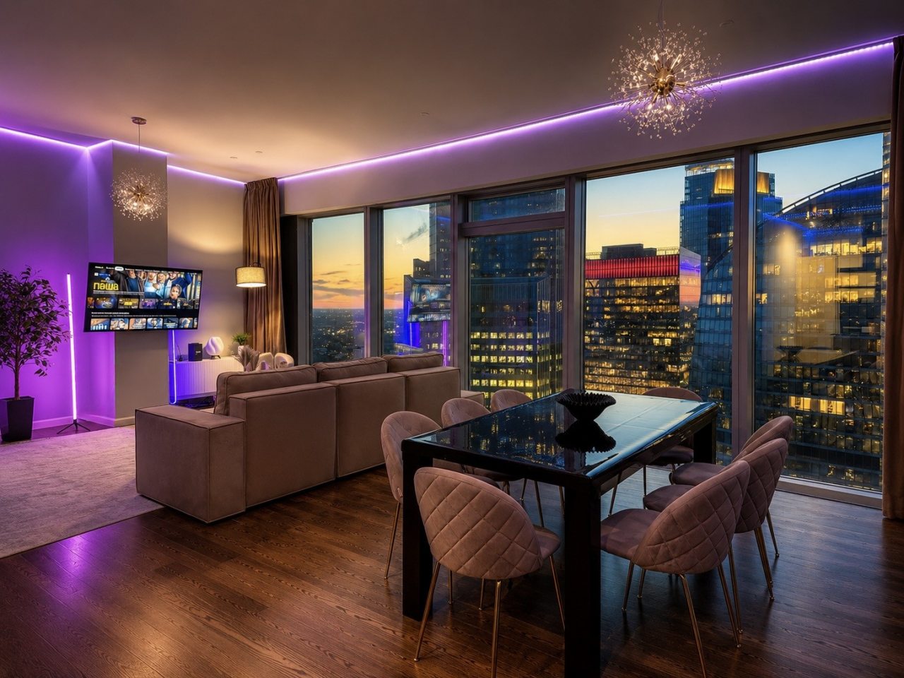 Апартаменты (Sky City Moscow Подсветка! 54 этаж! Алиса Макс! Большая гостиная с панорамой с шикарным видом!), Апартаменты Sky City Moscow
