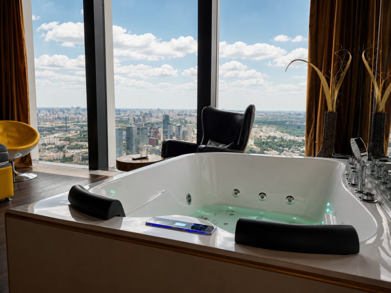 Апартаменты (Sky City Moscow Джакузи у окна на 55 этаже с подсветкой и музыкой! Закатная сторона! Редкий вид на Парк победы и город!), Апартаменты Sky City Moscow