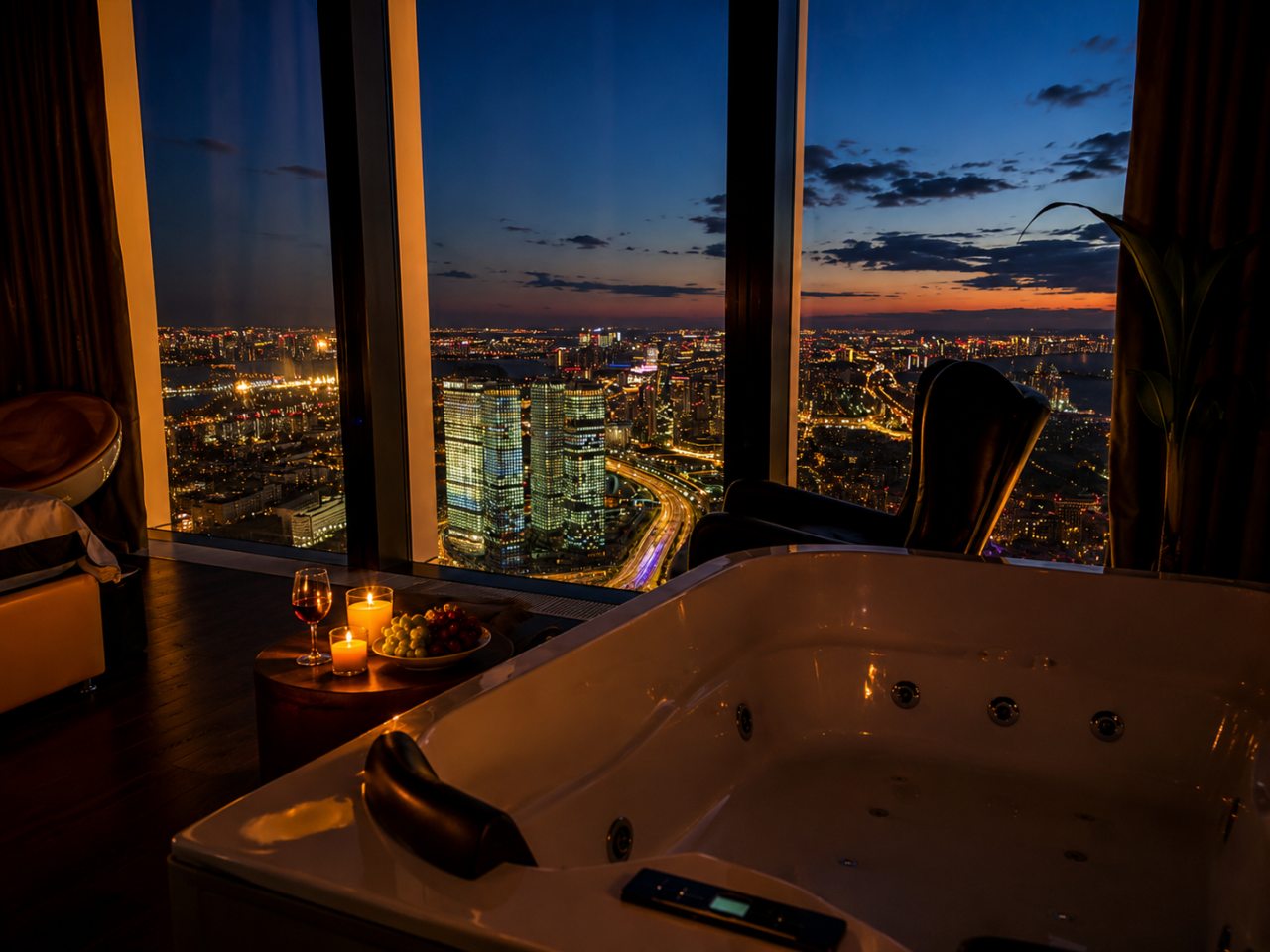Апартаменты (Sky City Moscow Джакузи у окна на 55 этаже с подсветкой и музыкой! Закатная сторона! Редкий вид на Парк победы и город!), Апартаменты Sky City Moscow