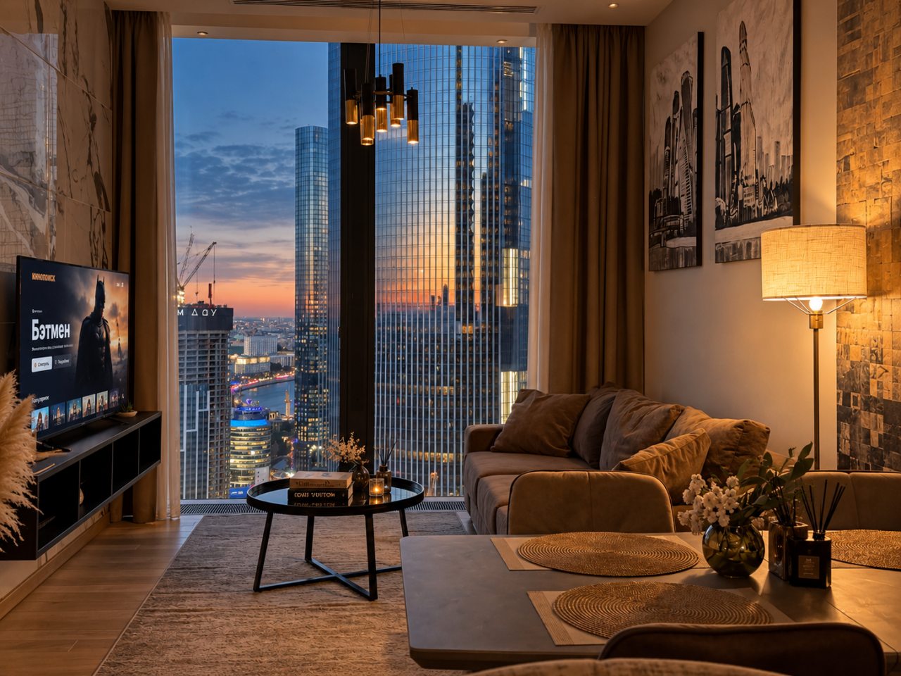 Апартаменты (Sky City Moscow Эксклюзивный мраморный! Редкая широкая панорама на все башни Москва Сити! Алиса Макc!), Апартаменты Sky City Moscow