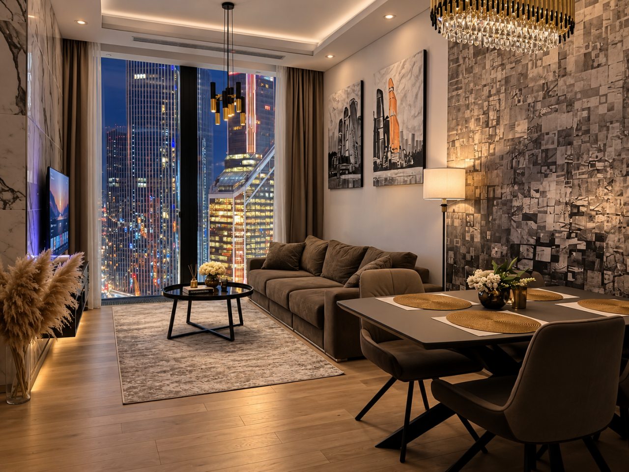 Апартаменты (Sky City Moscow Эксклюзивный мраморный! Редкая широкая панорама на все башни Москва Сити! Алиса Макc!), Апартаменты Sky City Moscow