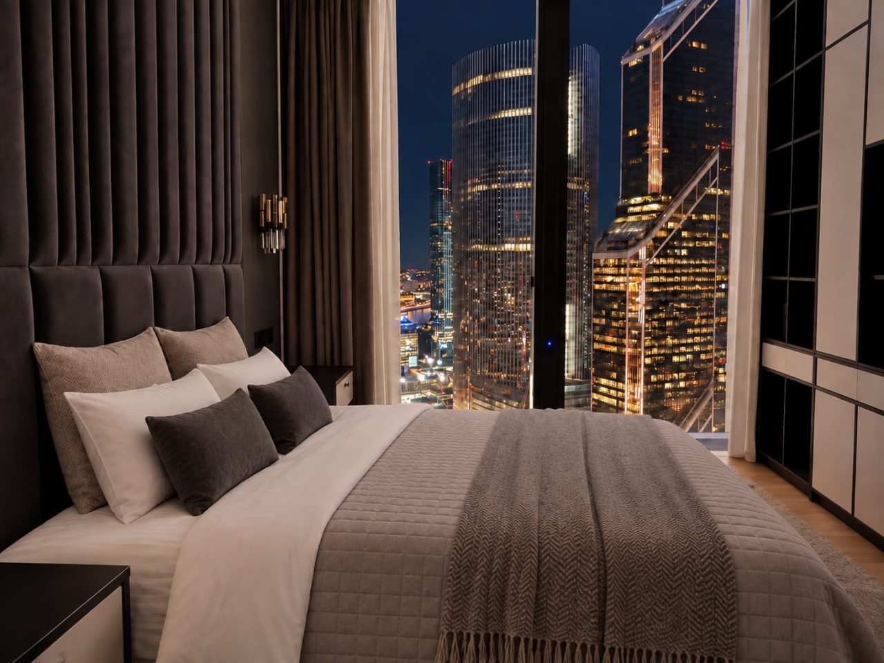 Апартаменты (Sky City Moscow Эксклюзивный мраморный! Редкая широкая панорама на все башни Москва Сити! Алиса Макc!), Апартаменты Sky City Moscow