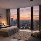 Двухместный (Sky City Moscow Уютная студия с подсветкой и Аэрохоккеем в Москва Сити! Закатная сторона!), Апартаменты Sky City Moscow