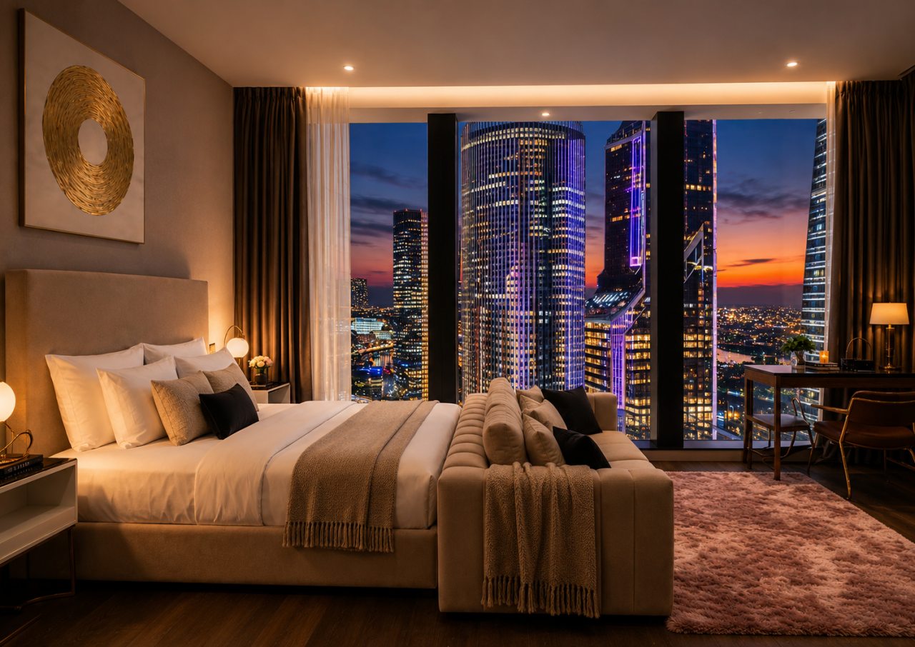 Апартаменты (Sky City Moscow LUX Студия с большим окном с видом на все башни и город!), Апартаменты Sky City Moscow