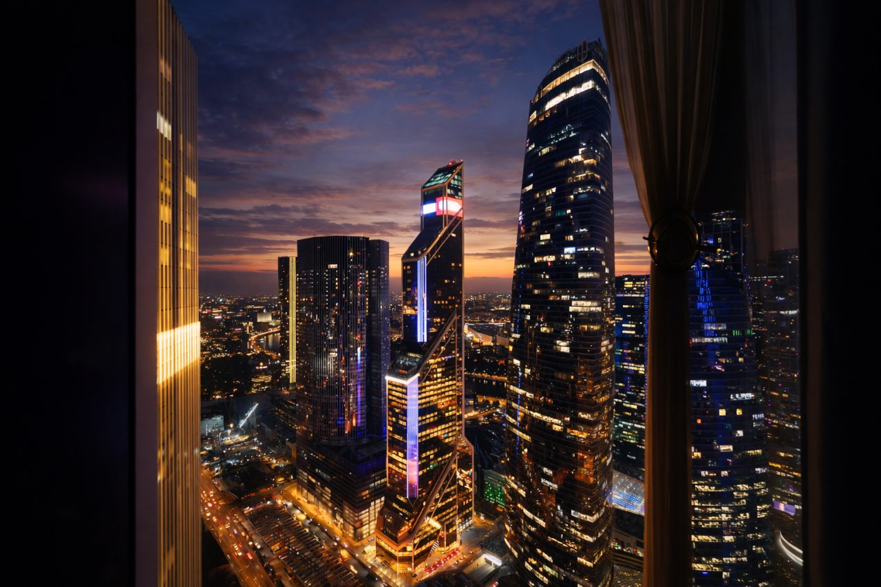 Двухместный (Sky City Moscow Уютная студия на 51 этаже с уникальным видом на все башни Москва Сити), Апартаменты Sky City Moscow