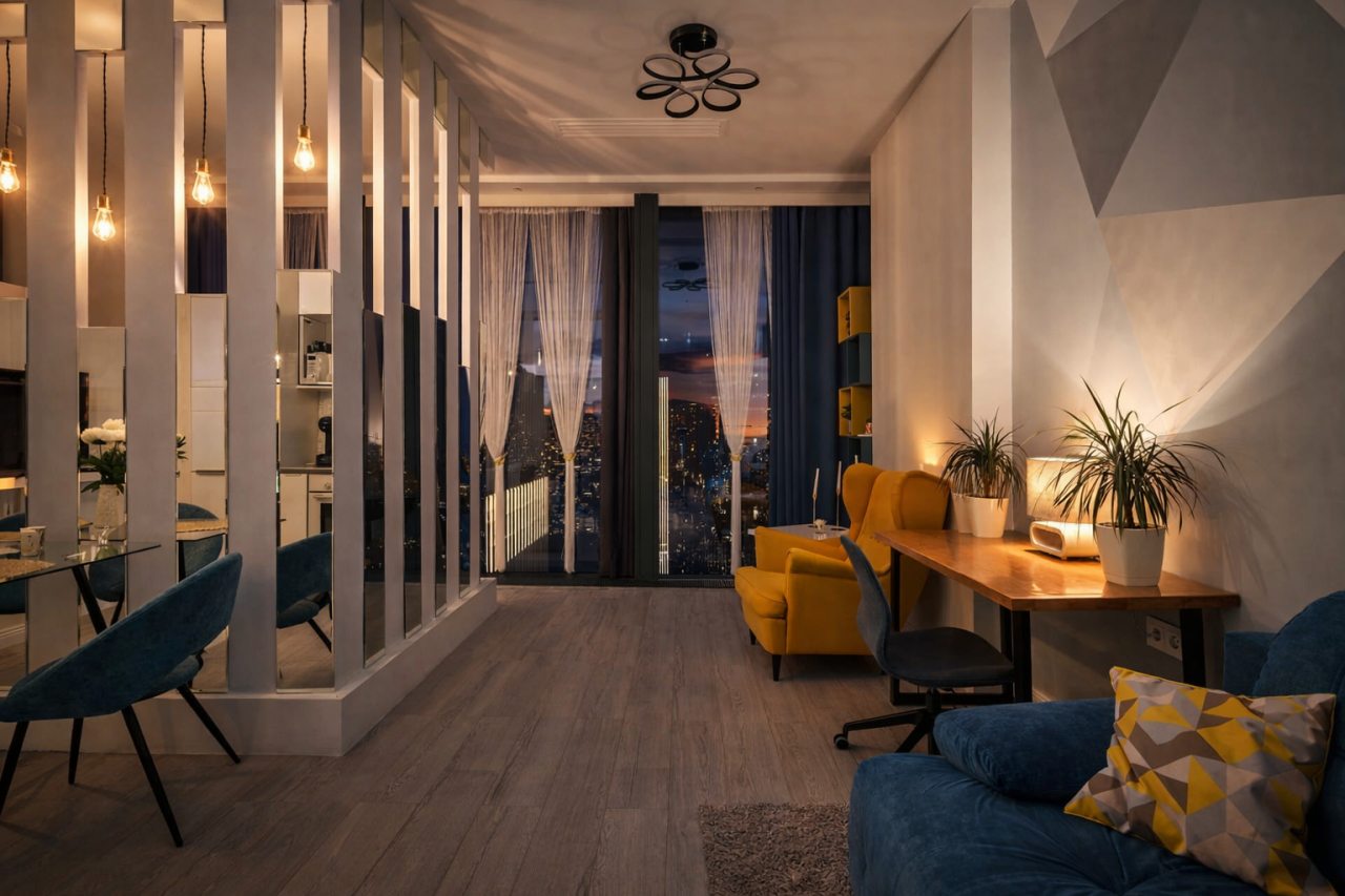 Двухместный (Sky City Moscow Уютная студия на 51 этаже с уникальным видом на все башни Москва Сити), Апартаменты Sky City Moscow