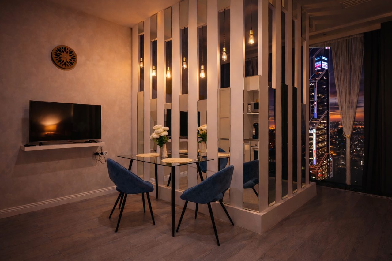 Двухместный (Sky City Moscow Уютная студия на 51 этаже с уникальным видом на все башни Москва Сити), Апартаменты Sky City Moscow