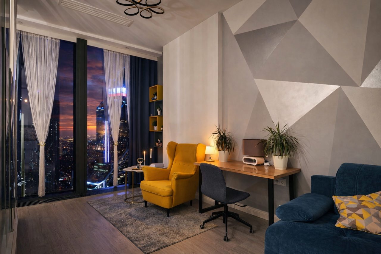 Двухместный (Sky City Moscow Уютная студия на 51 этаже с уникальным видом на все башни Москва Сити), Апартаменты Sky City Moscow