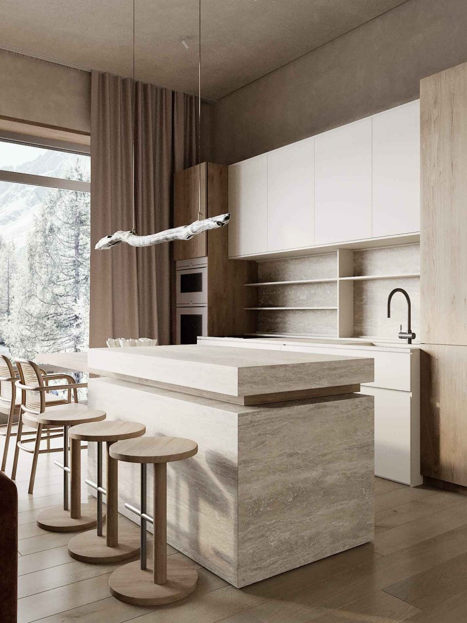 Панорамный вид на реку и горы.