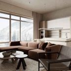 Остекление в кухне-гостиной раздвижное.