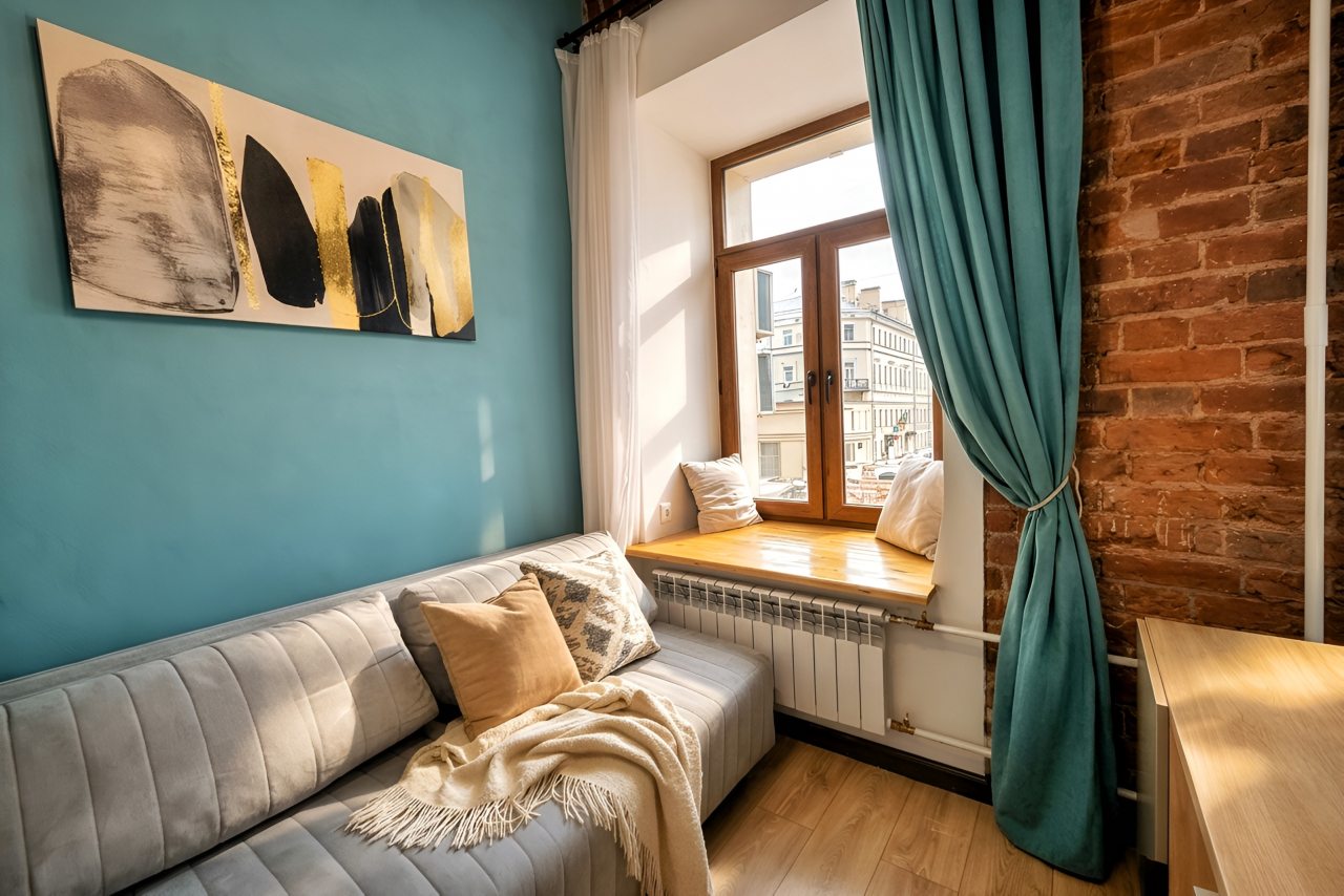 Апартаменты (Стильная двухуровневая студия Loft Turquoise ✨ на проспекте Мира), Апартаменты Стильный двухуровневый лофт на Проспекте Мира