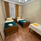 Две отдельные кровати, телевизор и стол в номере
