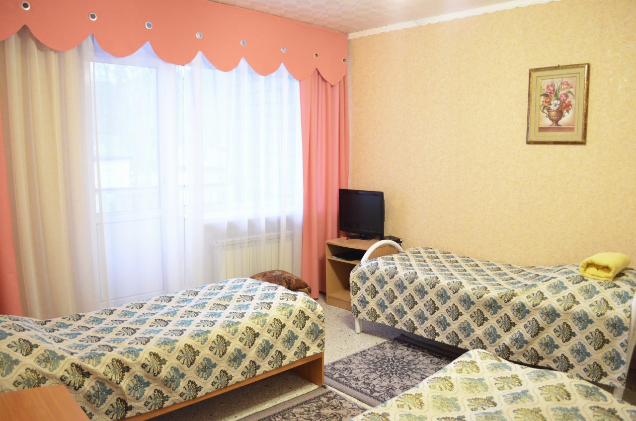 Телевизор, 3 односпальные кровати, шкаф, чайник, холодильник