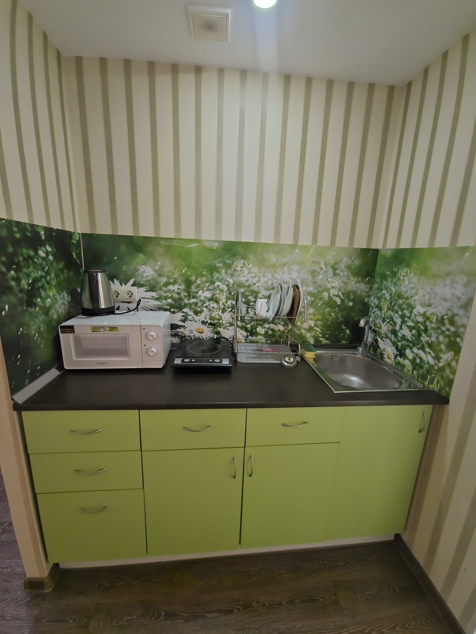 Трехместные апартаменты.
Удобства в номера. 
Кухня в номере.